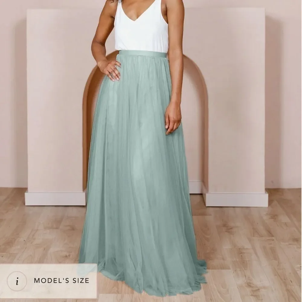 Revelry Skylar tulle skirt long women’s 6 six light green EUC